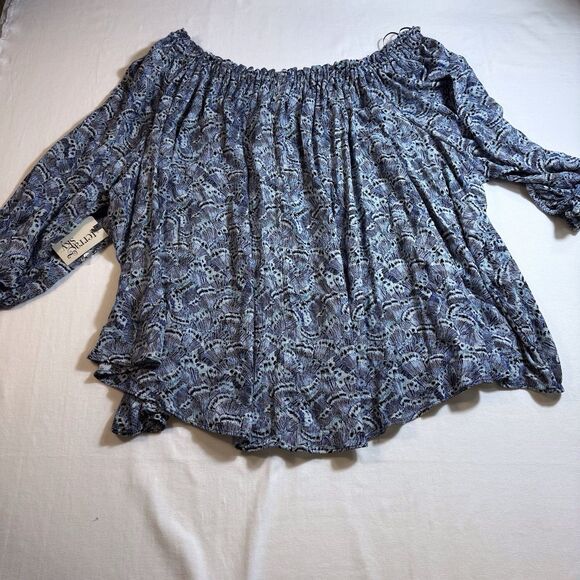 Terra & Sky Blue Depths Women's Plus‎ Conv  Off the Shoulder Blouse Size 4X NWT - Picture 3 of 10